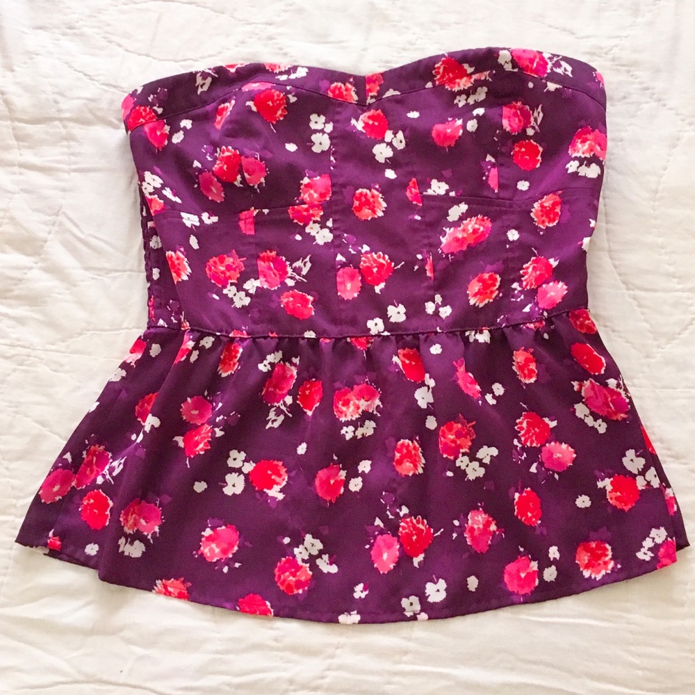 American Eagle Peplum Strapless Top